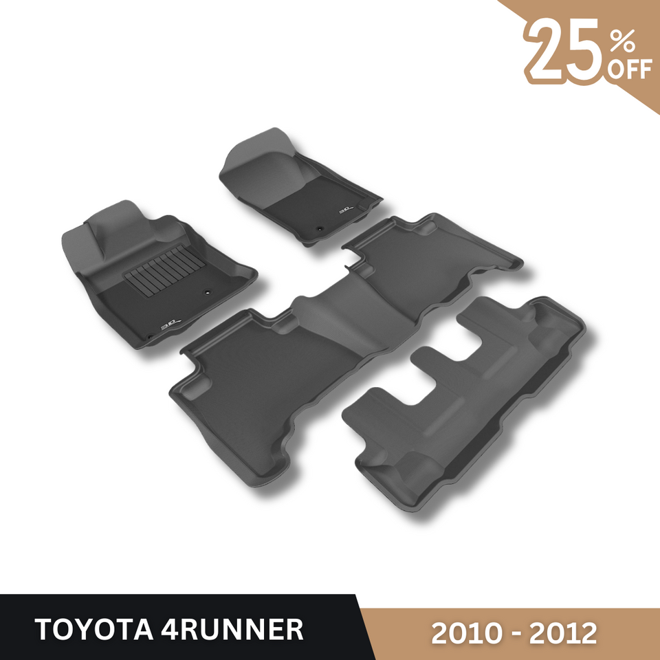 WeatherTech FloorLiner – 2008-2013 Toyota Highlander – 1st & 2nd Row, Black TPO – 3pc Set