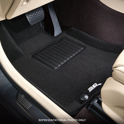 Black carpet floor liner installed in a vehicle's interior