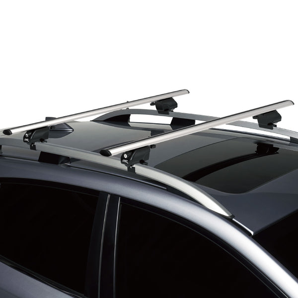 55" Car Roof Luggage Rack Side Rails - Silver & Black, Universal For Sedans SUVs Trucks